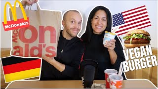 AMERICAN TRIES GERMAN MCDONALDS VEGAN BURGER [upl. by Airemat]