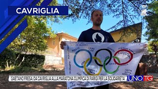 Gaetano Fresa da Cavriglia alla maratona olimpica di Parigi per la solidarietà [upl. by Ianthe]