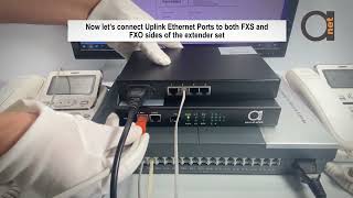 4 Telephone amp Fax POTS Analogue Port over Ethernet IP Fiber extender converter set FXS and FXO [upl. by Skinner]