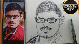 how to drawCrazyXYZ Amit Sharma crazy xyz sketch realistic step by step drawing [upl. by Worsham535]