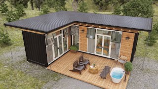 Shipping Container House  Tiny House On Field  Small house ideas design [upl. by Kosse806]