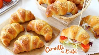 CORNETTI SOFFICI DA BUFFET  Ricetta Facile Pan Brioche Salato [upl. by Tarsus]