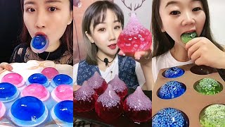 Asmr Mukbang Eating Colored Basil Seeds Water Filled Ice crunchy sounds Ice Eating 32 [upl. by Timothea423]