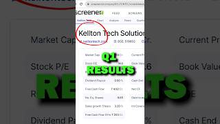 Kellton Tech Share Q1 Results  kellton tech share latest news  kellton tech share update stock [upl. by Anierdna888]