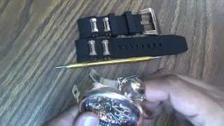 Installation of RND33BRG Watch Band into Invicta Russian Diver Watch [upl. by Thorrlow]