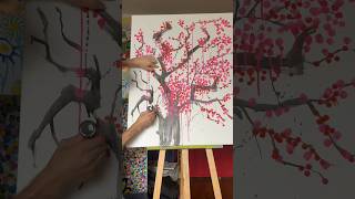 C’est validé par la maman ✅ 🌸 shortsart dessin peinture cerisier japon [upl. by Edric]