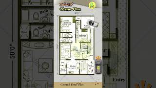 50’× 30’ house plan 2 bhk with car parking 50 by 30 home plan 5030 house design houseplan [upl. by Alyakam]