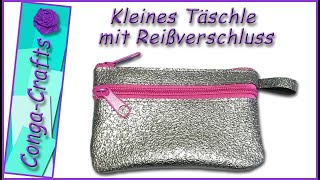 124 – Kleines einfaches Täschle mit 2 Reißverschlüsse nähen DIY little pouch with 2 zippers sewing [upl. by Naired]