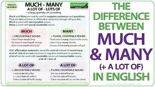 MUCH vs MANY vs A LOT OF – English Grammar Lesson [upl. by Bobbi]