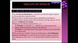 Organs of Speech  Classification  Air Stream Mechanism  Pulmonic  Glottalic  Velaric [upl. by Niarfe947]