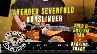 Avenged Sevenfold  Gunslinger  Tutorial amp Guitar Tab Melody  Backing track [upl. by Patsy]