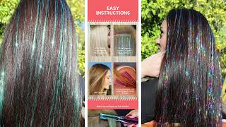 How to install hair tinsel Tutorial demonstrates the easiest ways to attach hair shimmer extensions [upl. by Danforth]