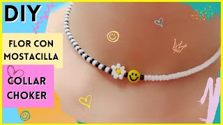 Como hacer Collar  CHOKER con FLOR 🌼 de mostacillas y carita feliz [upl. by Ahswat]