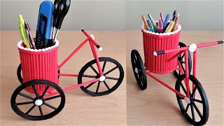 Dekoratif Masaüstü Bisiklet Kalemlik Yapımı  Paper Cycle Pen Stand  paper crafts [upl. by Savick]