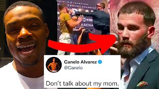 FIGHTERS REACT TO CANELO VS CALEB PLANT PRESS CONFERENCE FIGHT  CANELO THROWS HANDS [upl. by Leone]