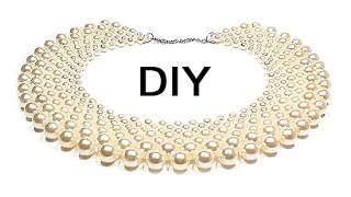 DIY Beaded collar ❤ How to make jewelry ENG [upl. by Ardine]