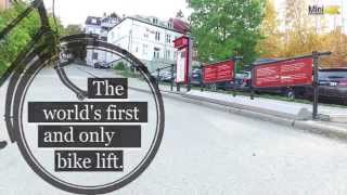 The first and only Trampe bicycle lift in the world 4K [upl. by Gnod]