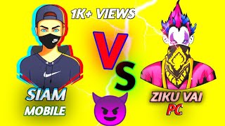 Siam FF Vs Ziku vai official Hacker gameplay👽 1v1 Who won [upl. by Adli]