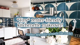 65 Sq Ft Kitchen Makeover Renter Friendly  EXTREME BEFORE AND AFTER [upl. by Ettedo]