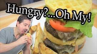 Waffle Double Cheeseburger made in the Air Fryer Oven  quotBIG MACquot STYLE [upl. by Ivar657]