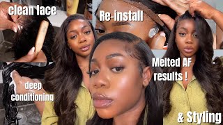 OLD WIG WASH DAY ROUTINE HOW TO CLEAN LACE RESTORE AND RE INSTALL FT VSHOW HAIR [upl. by Tdnerb]