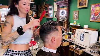 ASMR Female Barber Gives Perfect Haircut  Ultra Relaxing Scissor Sounds amp Whispering [upl. by Faludi]