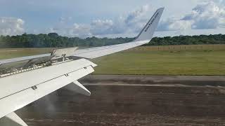 Landing at Paramaribo Zanderij Surinam Airways B737700 [upl. by Yatnohs]