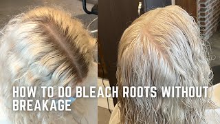 How to bleach your roots to White blonde without breakage  hair tutorial [upl. by Halac]