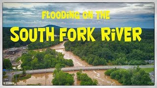 Major Flooding on the South Fork River  McAdenville NC  DJI Mavic Pro Footage [upl. by Herzel]