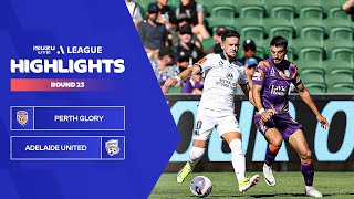 Perth Glory vs Adelaide United highlights  Round 23 202324 season [upl. by Wilhide788]