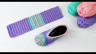 САМЫЕ ПРОСТЫЕ ТАПОЧКИ ЗА ЧАСKNITTED SLIPPERSGESTRICKTE HAUSSCHUHEZAPATILLAS DE PUNTO [upl. by Pelag515]