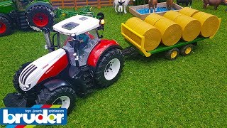 STEYR tractor hay bale transport to the farm  Carhon Toys [upl. by Jarek369]