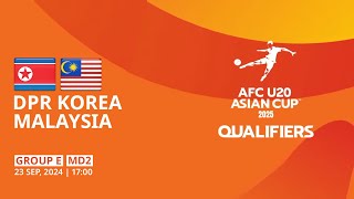 DPR Korea  Malaysia  Group E  MD2  AFC U20 Asian Cup 2025 Qualifiers [upl. by Reitrac152]