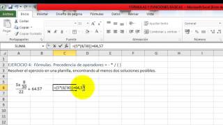 Excel 2010 Básico Ejercicio 4  Precedencia de Operadores [upl. by Irah]