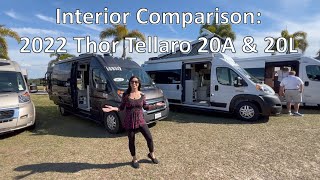 Interior Comparison 2022 Thor Tellaro Model 20A PopTop and 20L [upl. by Aicemed]