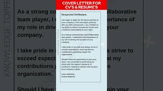 COVER LETTER for CVs and RESUMES shorts [upl. by Uok409]