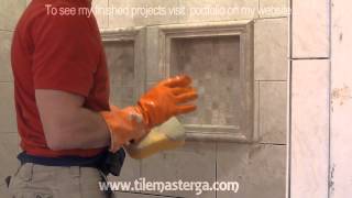 Part quot6quot How to apply grout on shower wall tiles  DIY bathroom tile installation  brick pattern [upl. by Parish]