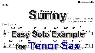 Sunny  Easy Solo Example for Tenor Sax [upl. by Eiggam455]