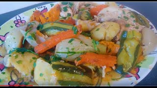 Pomme de terre fenouil patate douce courgette carotte poulet en marmite [upl. by Arbe]