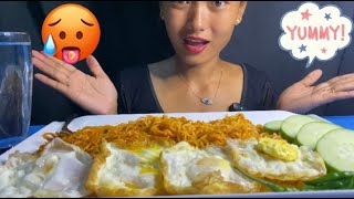 🔥SPICY 2❌ CURRENT NOODLES 2P  HALF BOILE EGG 4 GREEN SALAD WITH CHILLY🌶️🌶️  Dailyvlog [upl. by Anitsahs]