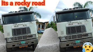 Cummins nt88 cabover nash got stuck carrying gravel of to rescue by backhoe cabover [upl. by Raffin822]