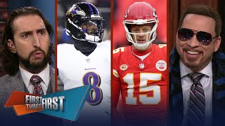 Chiefs lose to Raiders Mahomes optimistic Ravens roll Purdy amp 49ers  NFL  FIRST THINGS FIRST [upl. by Enylhsa]