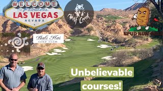 Playing the three MOST FAMOUS Golf Courses in Las Vegas Wolf Creek Bali Hai Paiute Golf [upl. by Aiela]