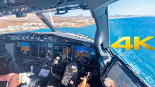 Windy landing in Lanzarote  Boeing 737 Max  Cockpit view [upl. by Favianus]