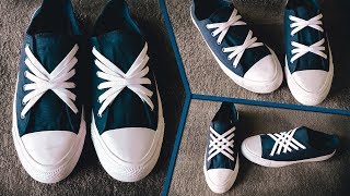 3 Beautiful ways to lace shoes  CrissCross lacing Style  shoes lace styles  cool shoelaces [upl. by Llevrac]