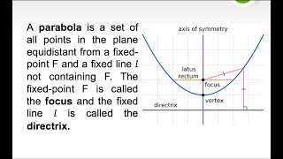 CONIC SECTION PARABOLA  PRECALCULUS GRADE 11  STEM [upl. by Britteny982]