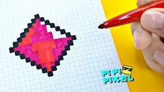 ЛЕГКО НАРИСОВАТЬ  PIXEL ART diamond КРАСНЫЙ АЛМАЗ  РИСУНКИ ПО КЛЕТОЧКАМ HOW TO DRAW [upl. by Bowie]