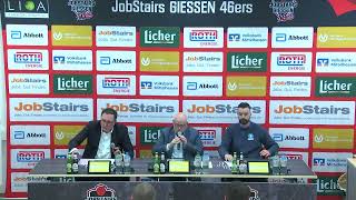 46ersTV Pressekonferenz JobStairs GIESSEN 46ers vs PS Karlsruhe LIONS [upl. by Phyllida]