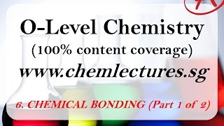 6th of 19 Chapters Chemical Bonding Part 1 of 2  GCE O Level Chemistry Lecture [upl. by Nylak]