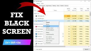 How to Remove Black Screen IF You have End Windows Explorer Task  Fix Black Screen  Latest 2024 [upl. by Aztinad]